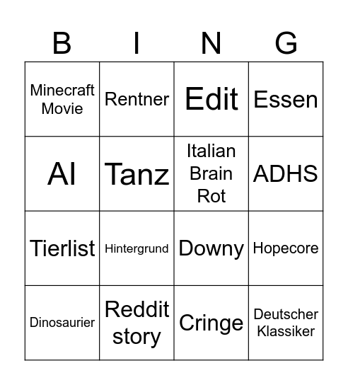 NINGO Bingo Card
