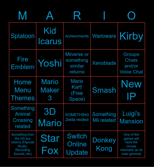 Switch 2 Bingo! Bingo Card