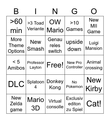 Switch 2 Bingo Card