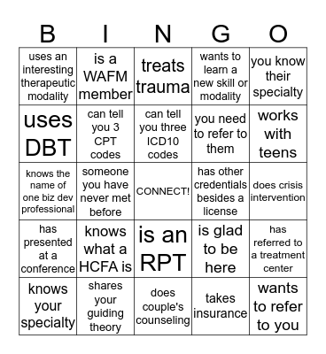WAFM Thera-bingo  Bingo Card