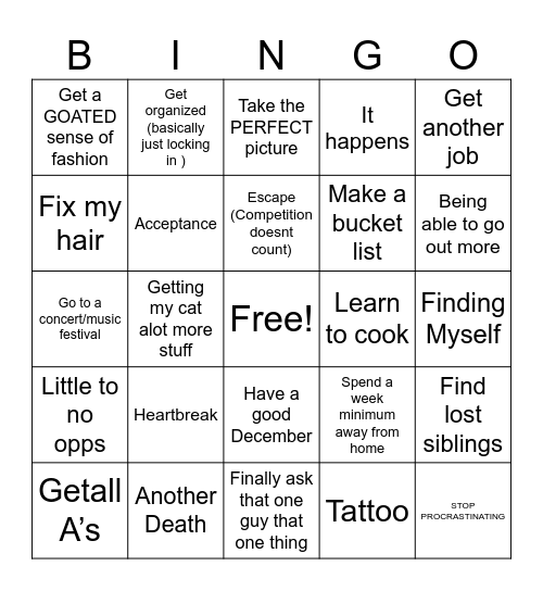 2025 Bingo Board (A Late one) Bingo Card
