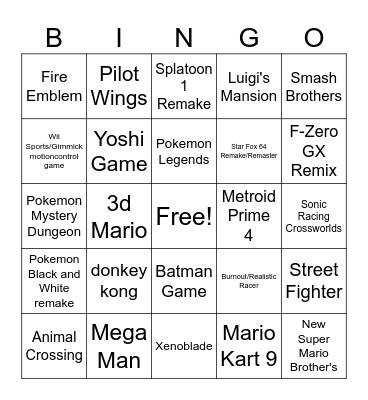 Switch 2 Bingo Card Bingo Card