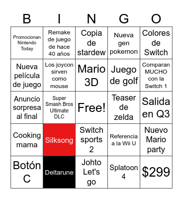 Switch 2 Borcay Bingo Card