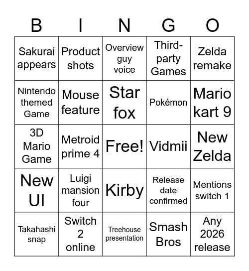 Switch to direct Bingo Card