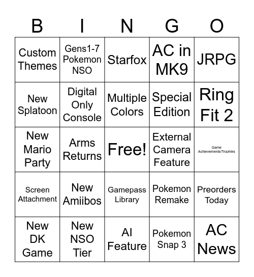 Untitled Bingo Card