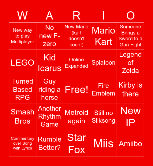 Switch 2 direct Bingo Card