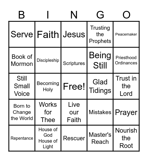 October 2024 General Conference Review Bingo Card