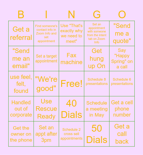 Phone Block Bingo Card