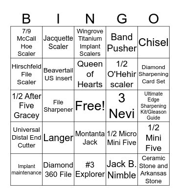 Dental Hygiene Bingo Card