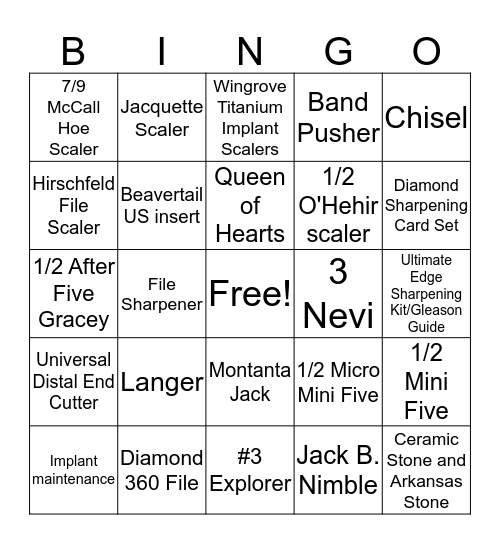 Dental Hygiene Bingo Card