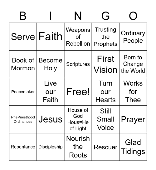 October 2024 General Conference Review Bingo Card