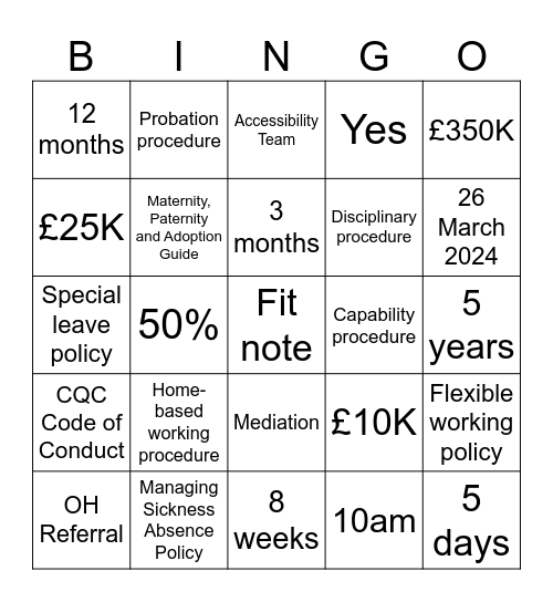 Just a typical day in A&G Bingo Card