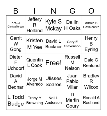 Speakers of General Conference, October 2024 Bingo Card