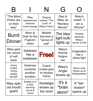 INSIDE OUT 2 BINGO Card
