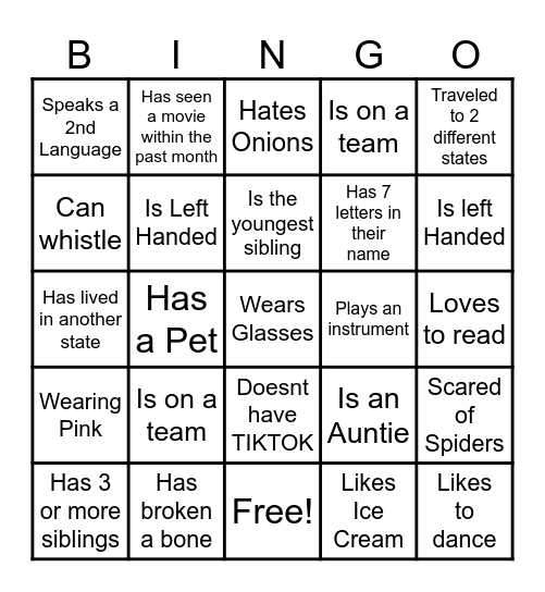Find someone who Bingo Card