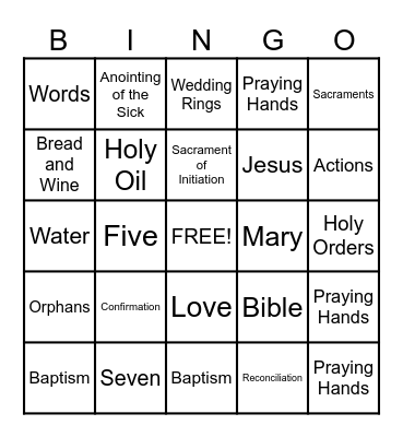 Sacrament Bingo Card