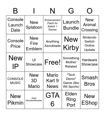 Switch 2 Direct Bingo Card