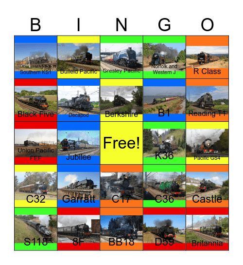 Steam Engines of the Yesteryear Bingo Card