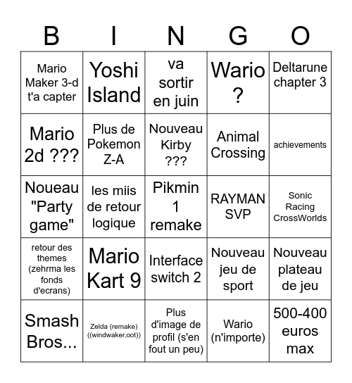 SWITCH 2 DIRECT Bingo Card