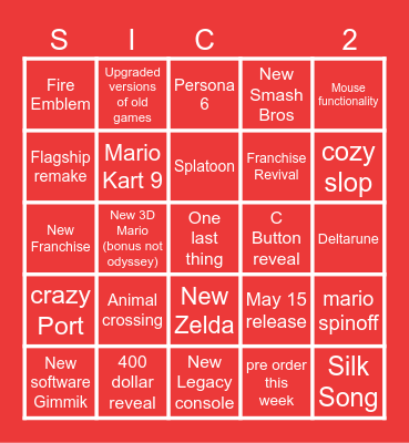 Switch 2 Direct BINGO Card