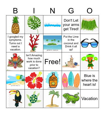 Tropical Bingo Card