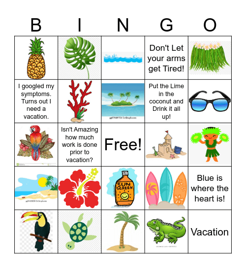 Tropical Bingo Card