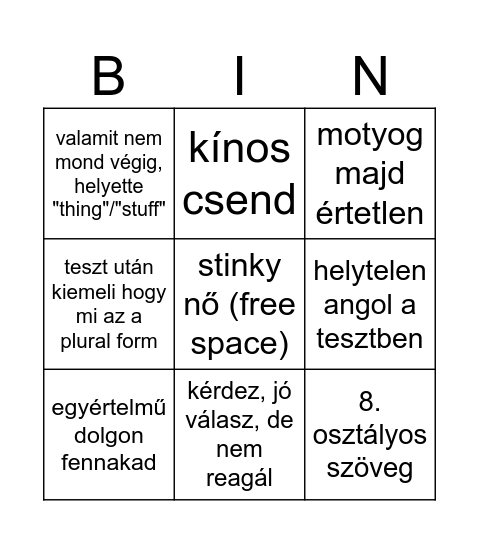 havisto >:( Bingo Card