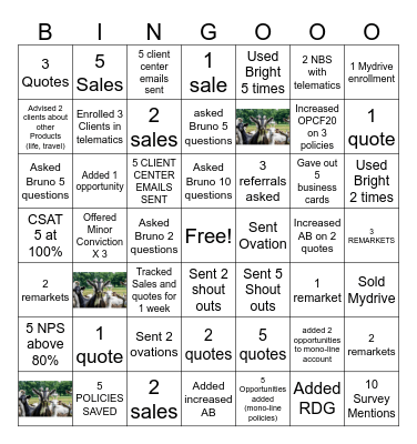 G.O.A.T. Bingo Card