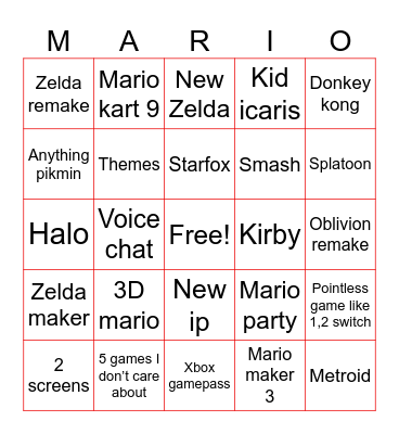 Switch 2 Bingo Card Bingo Card