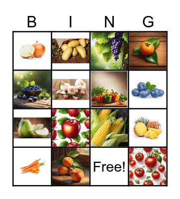 FRUIT & VEGETABLES Bingo Card