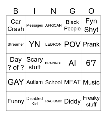 Instagram Bingo Card