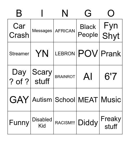 Instagram Bingo Card