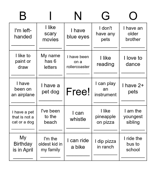 Social Group Bingo! Bingo Card