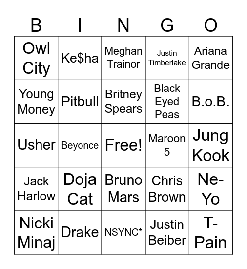 Public Venue Pop Bingo Card