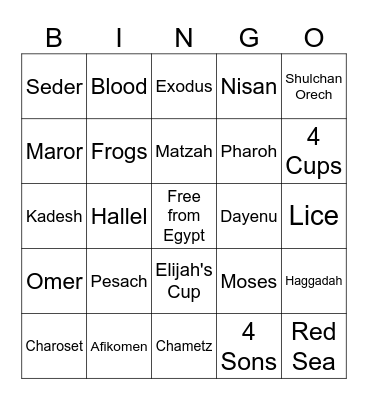 Passover Bingo Card