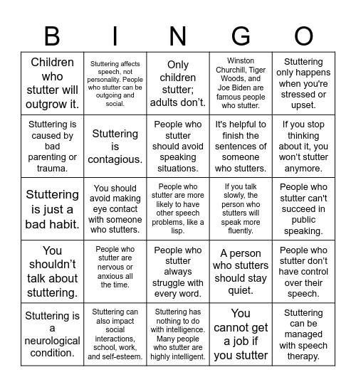 Fluency Bingo Card