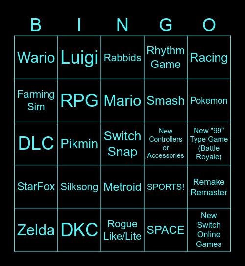 Switch 2 Direct Bingo Card