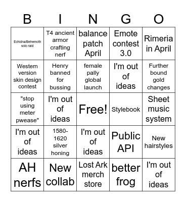 Untitled Bingo Card