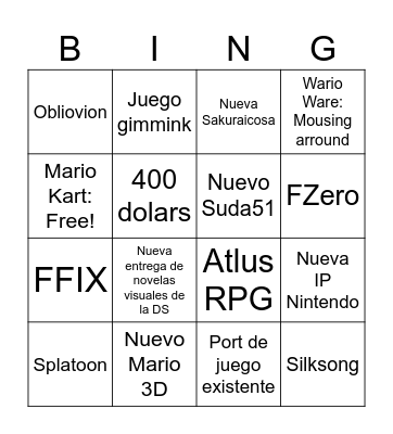 Switcheroo 2 Bingo Card