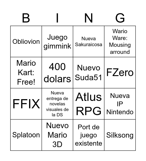 Switcheroo 2 Bingo Card