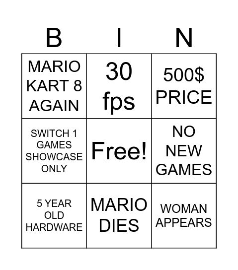 EVIL SWITCH 2 DIRECT Bingo Card