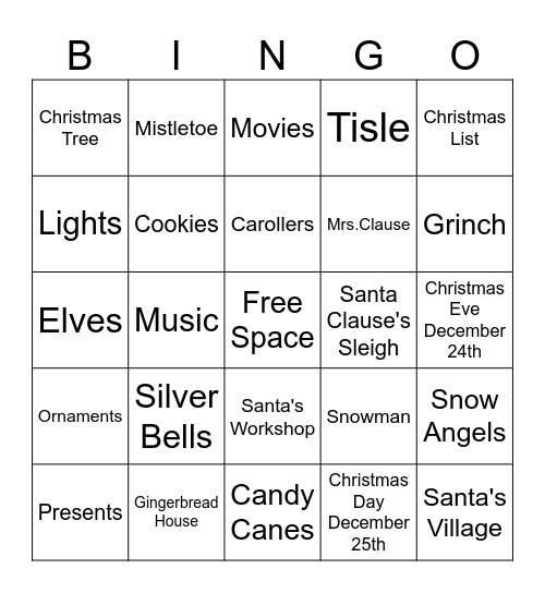 Christmas Bingo Card