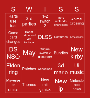 SWITCH 2 DISCORD COMMUNITY BINGO Card