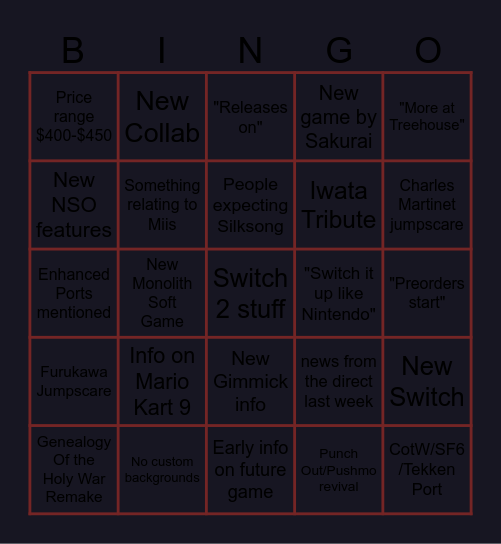 Direct TWO Bingo Card
