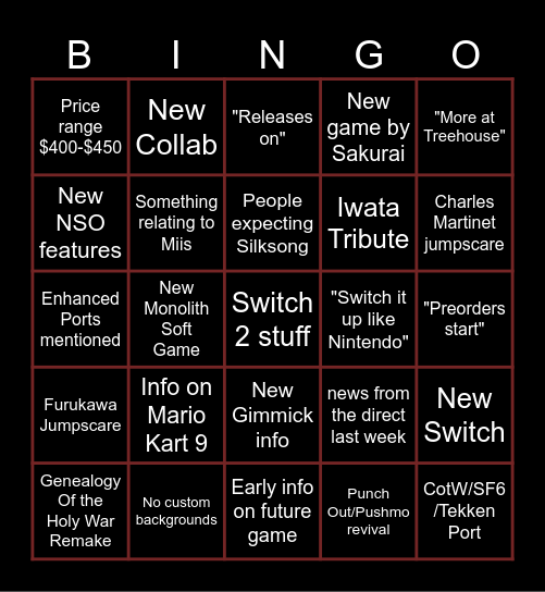 Direct TWO Bingo Card