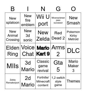 Switch 2 Direct Bingo Card