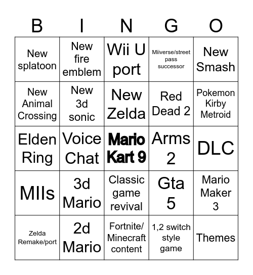 Switch 2 Direct Bingo Card