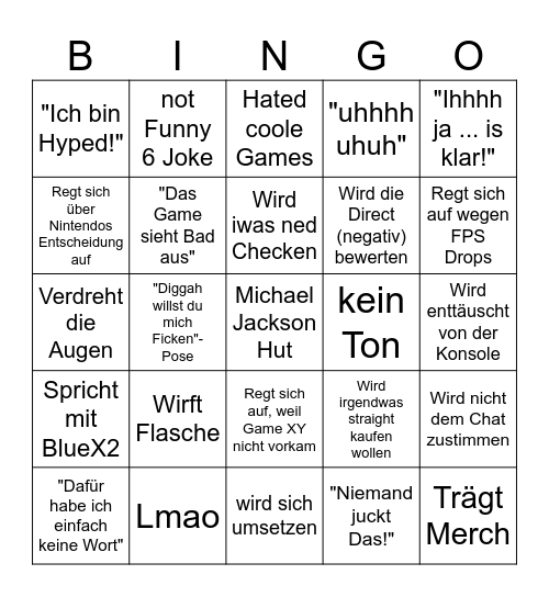 Domtendo Reaction auf Switch 2 Bingo Card