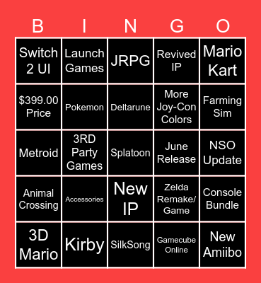SWITCH 2 BINGO Card