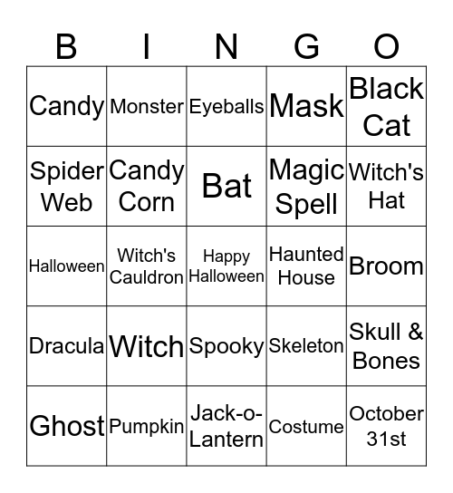 Halloween Bingo Card